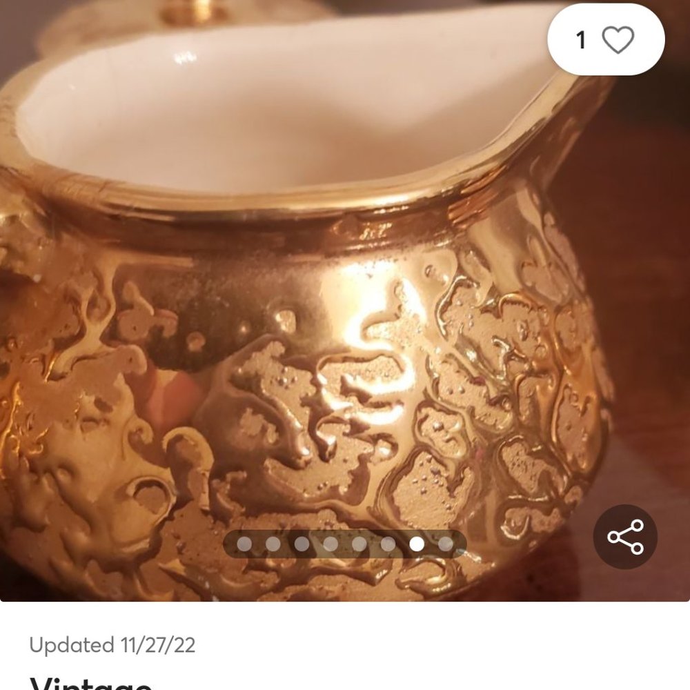 Tea Set.      24k Gold liquid embellished drip paint is 24k